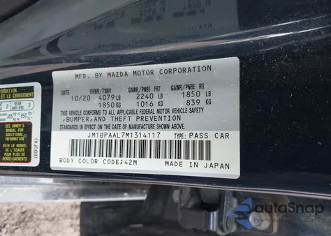 2021 Mazda Mazda3 2.5 S из США, поврежденный, VIN JM1BPAAL7M1314117